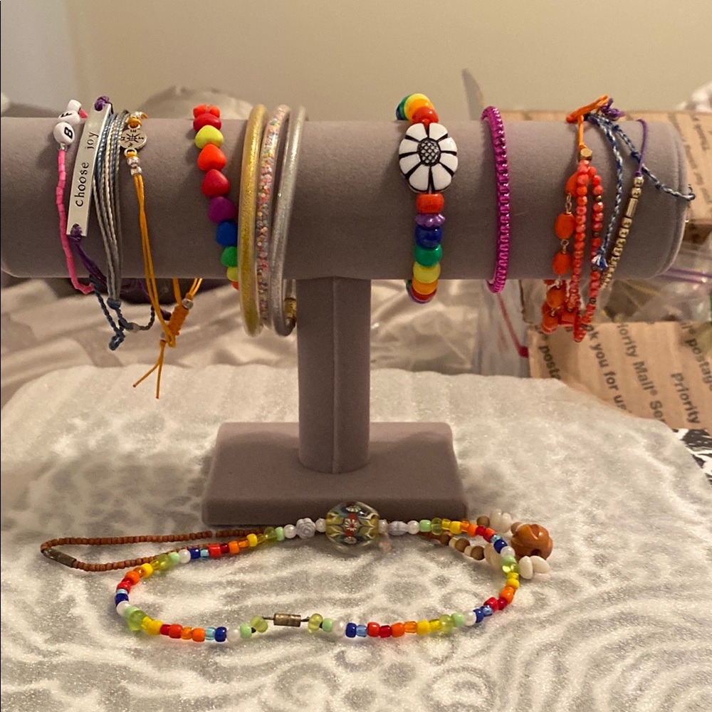 Colorful Beaded Bracelet  and necklace set for young teens